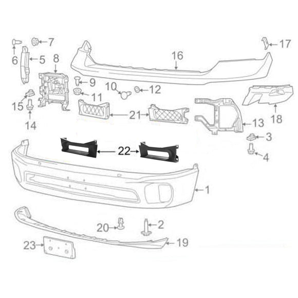 2013 - 2018 Dodge Ram 1500 Front Right & Left Tow Hook Bezel Set #OEM 68196982AA - WeiSen - 70304012