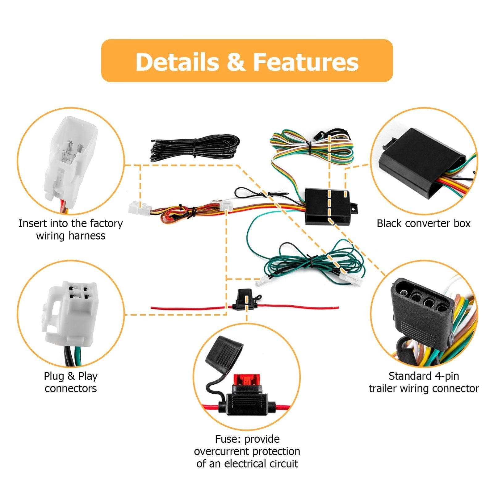 2013-2018 Toyota Avalon RAV4 Vehicle-Side 4-Pin Trailer Wiring Harness w/ Plug & Play Connector - Weisen