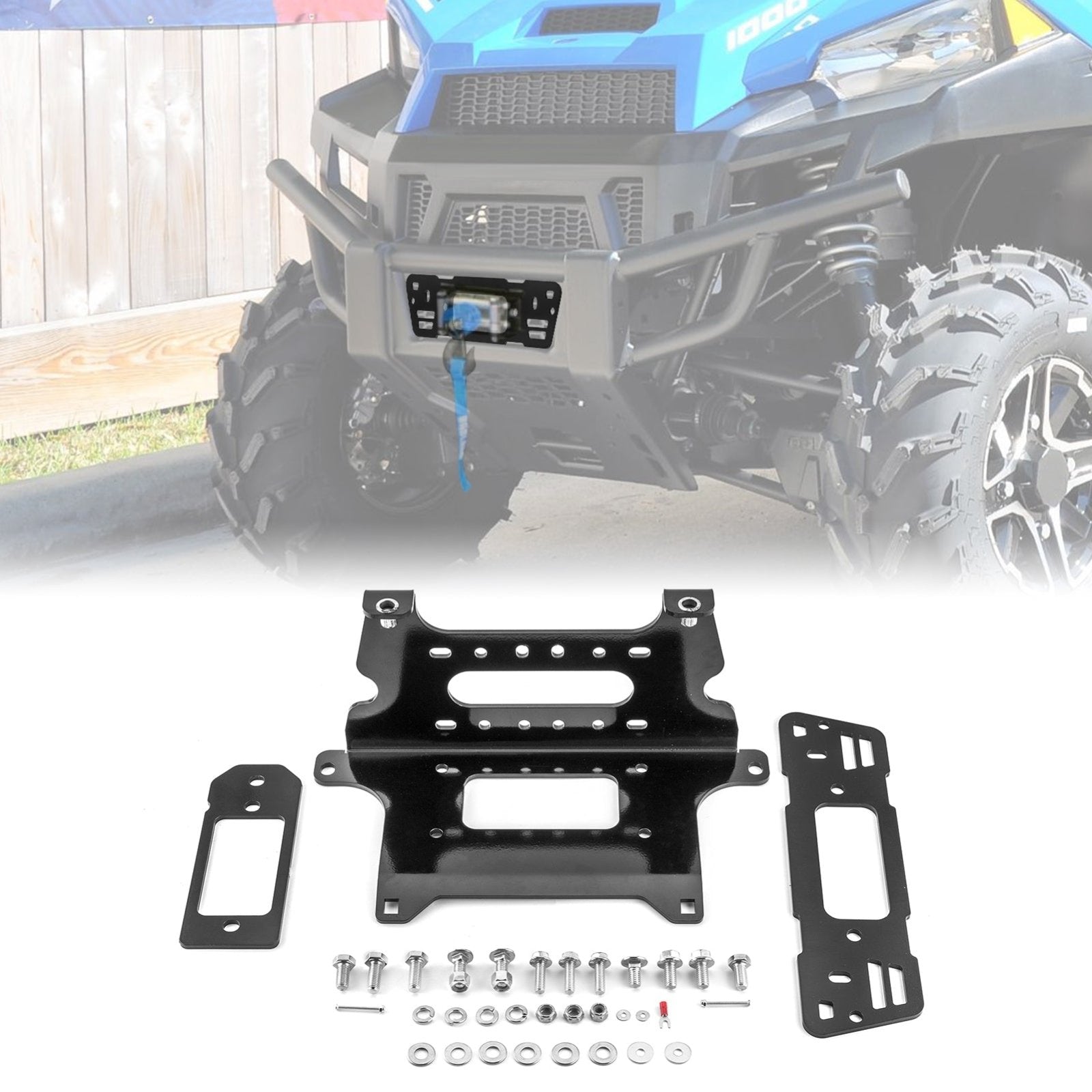 2013 - 2019 Polaris Range 570/900/100 Full Size Steel Winch Mounting Bracket (Not fit Round Tube Frame Ranger 570) - WeiSen - 80106012