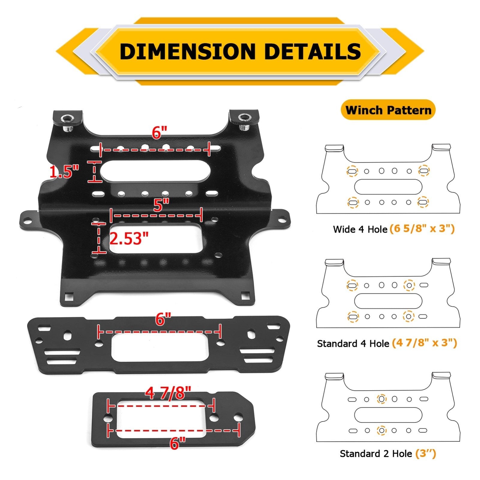 2013-2019 Polaris Range 570/900/100 Full Size Steel Winch Mounting Bracket - Weisen