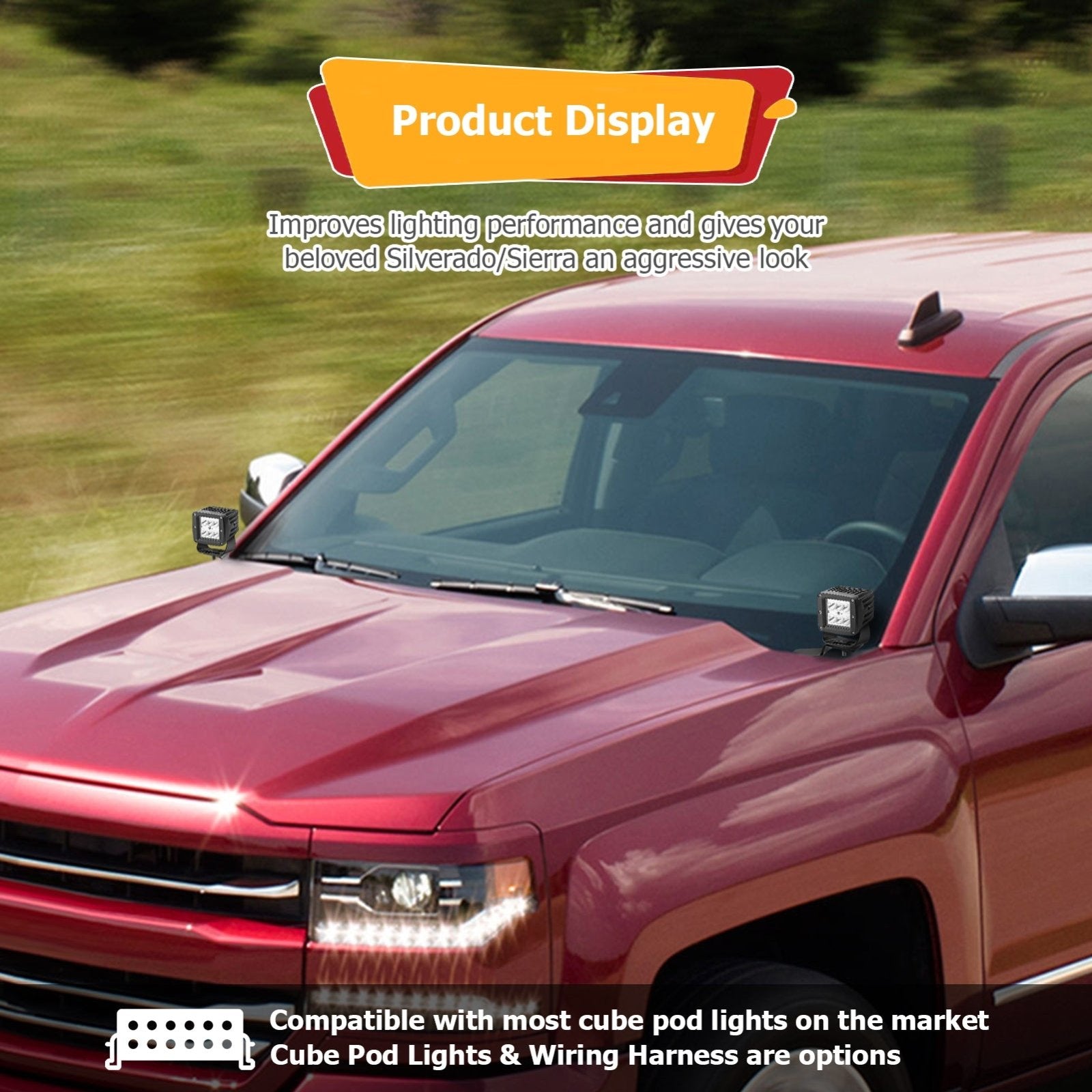 2014-2018 Chevy Silverado GMC Sierra 1500 Steel Hood Hinge LED Bracket Mount - Weisen