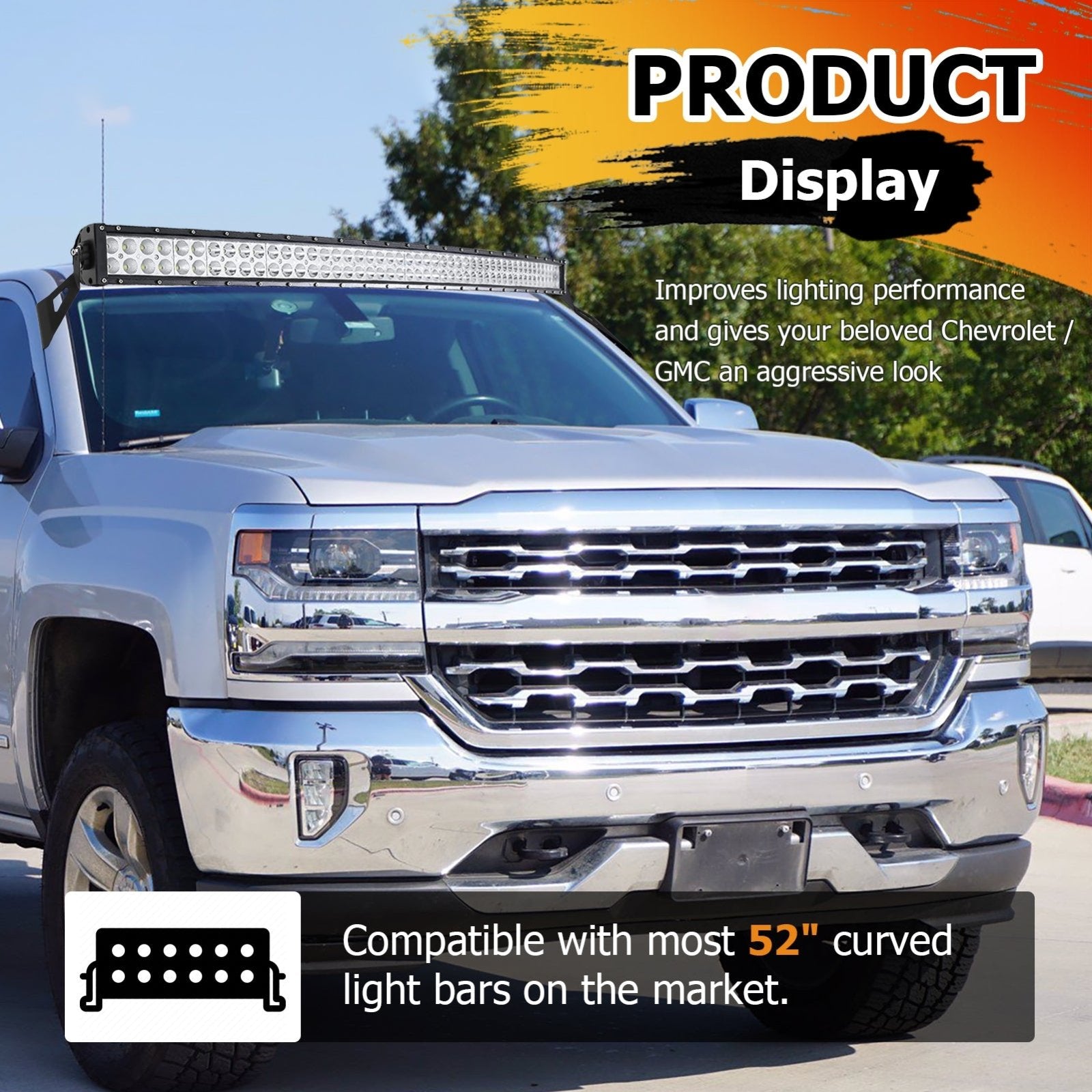 2014-2018 Chevy Silverado & GMC Sierra Roof 52" Curved LED Light Bar Bracket Mount - Weisen