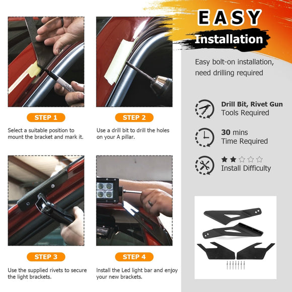 2014 - 2018 Silverado & Sierra 1500 2500HD 3500HD Roof 52" Curved LED Light Bar Kit - WeiSen - 70101031+70202012+70203004