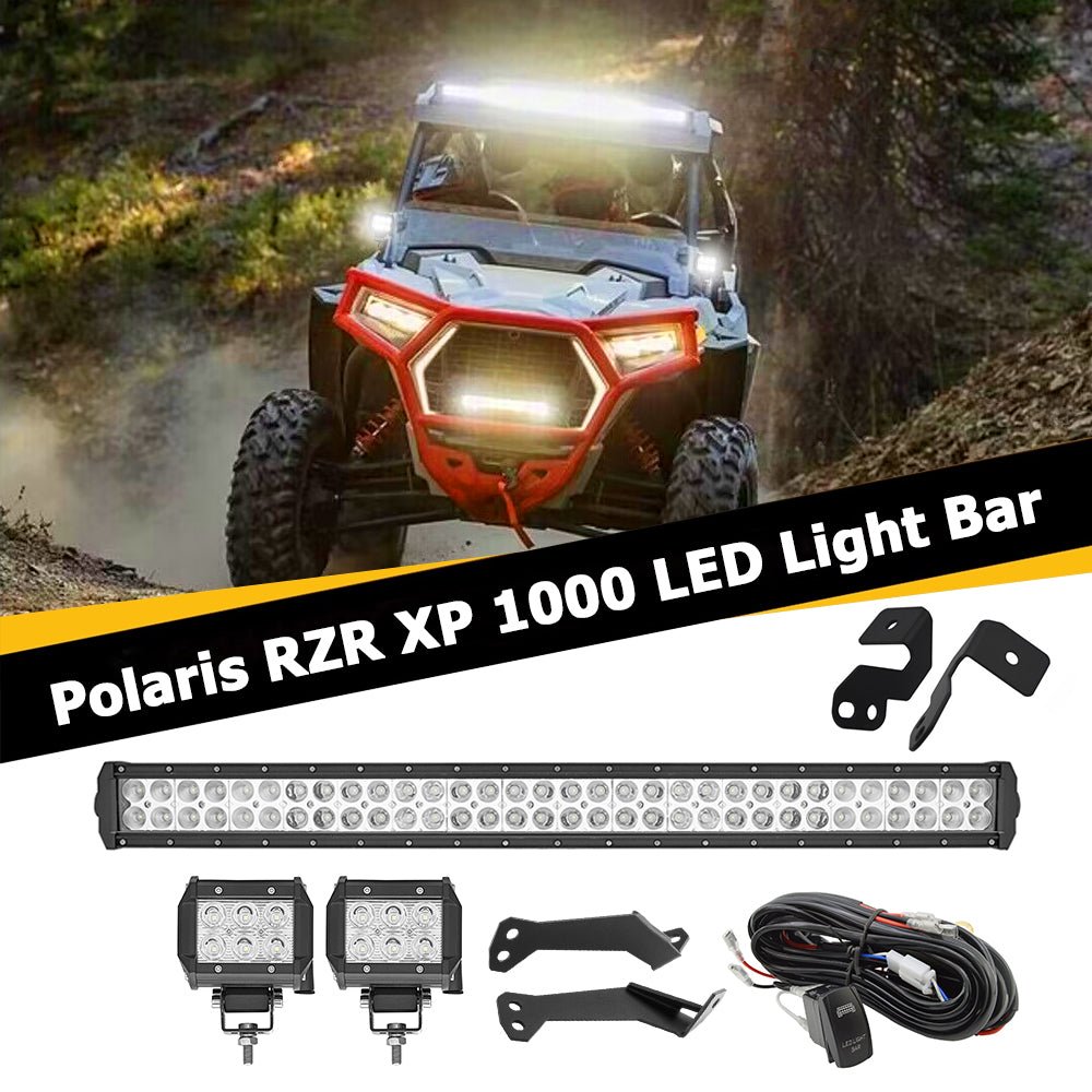 2014 - 2023 Polaris RZR XP 1000 Roof 32" Straight LED Light Bar Bracket Mount Wire Kit - WeiSen - ZT007 - A+ZT001+LED003+LED005+WI004