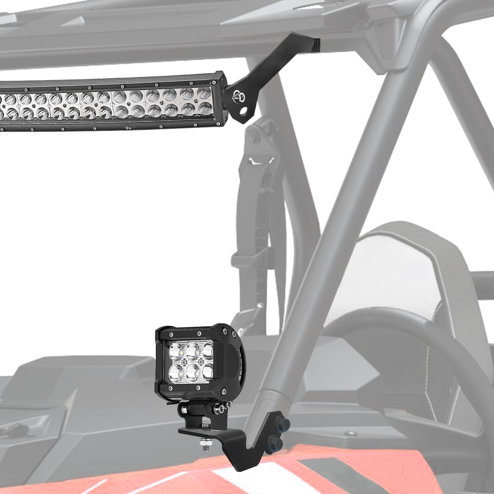 2014-2022 RZR 900 XP 1000 Roof 32" Curved LED Light Bar + Light Pod + Bracket Wire Kit - Weisen