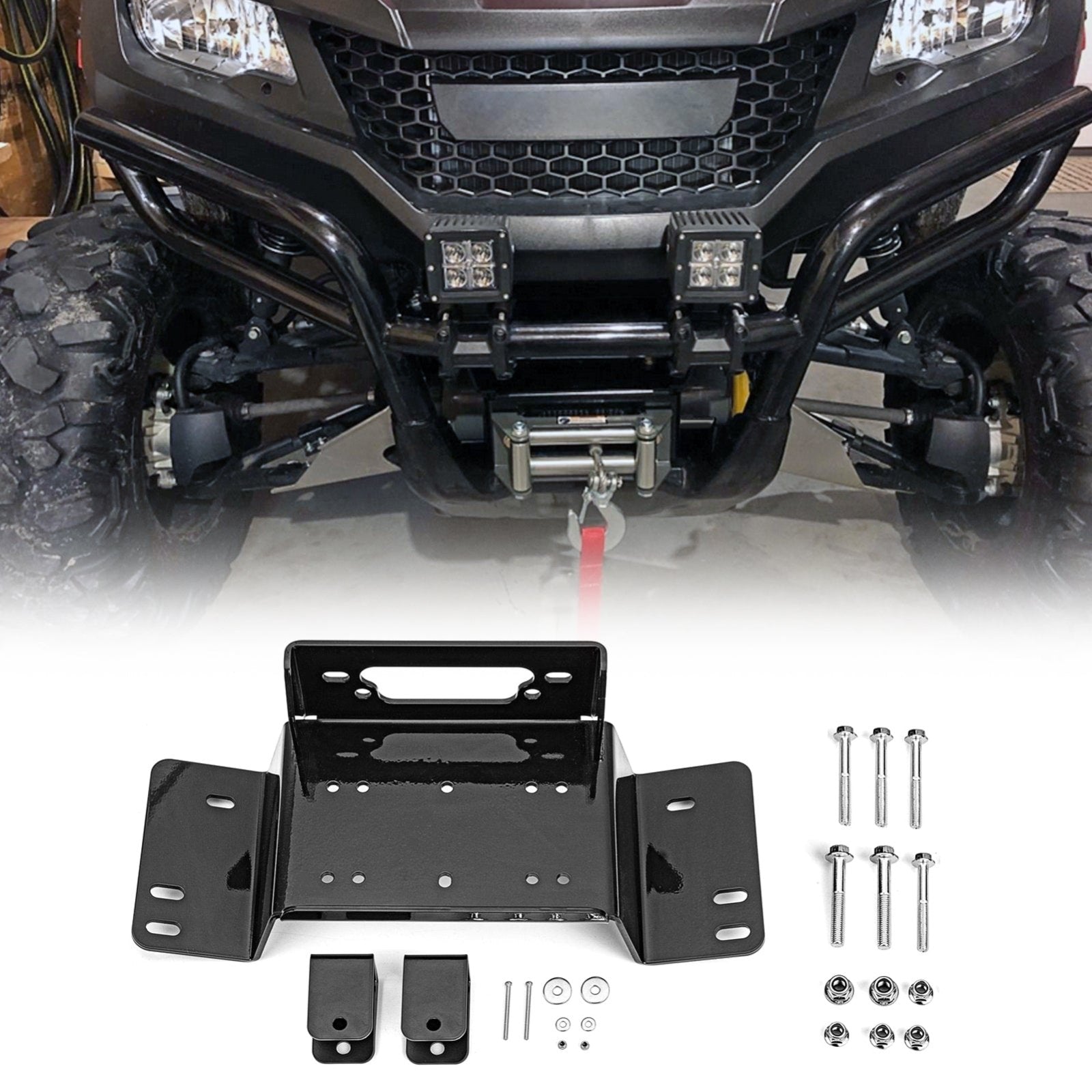 2014 - 2024 Honda Pioneer 700 700 - 4 UTV Front Bumper Winch Mounting Bracket Plate - WeiSen - ZT197