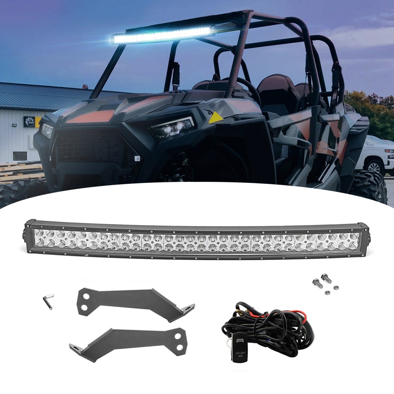 2014-2023 Polaris RZR 900 XP 1000 Roof 32" LED Light Bar + Bracket Mount + Wire Kit - Weisen