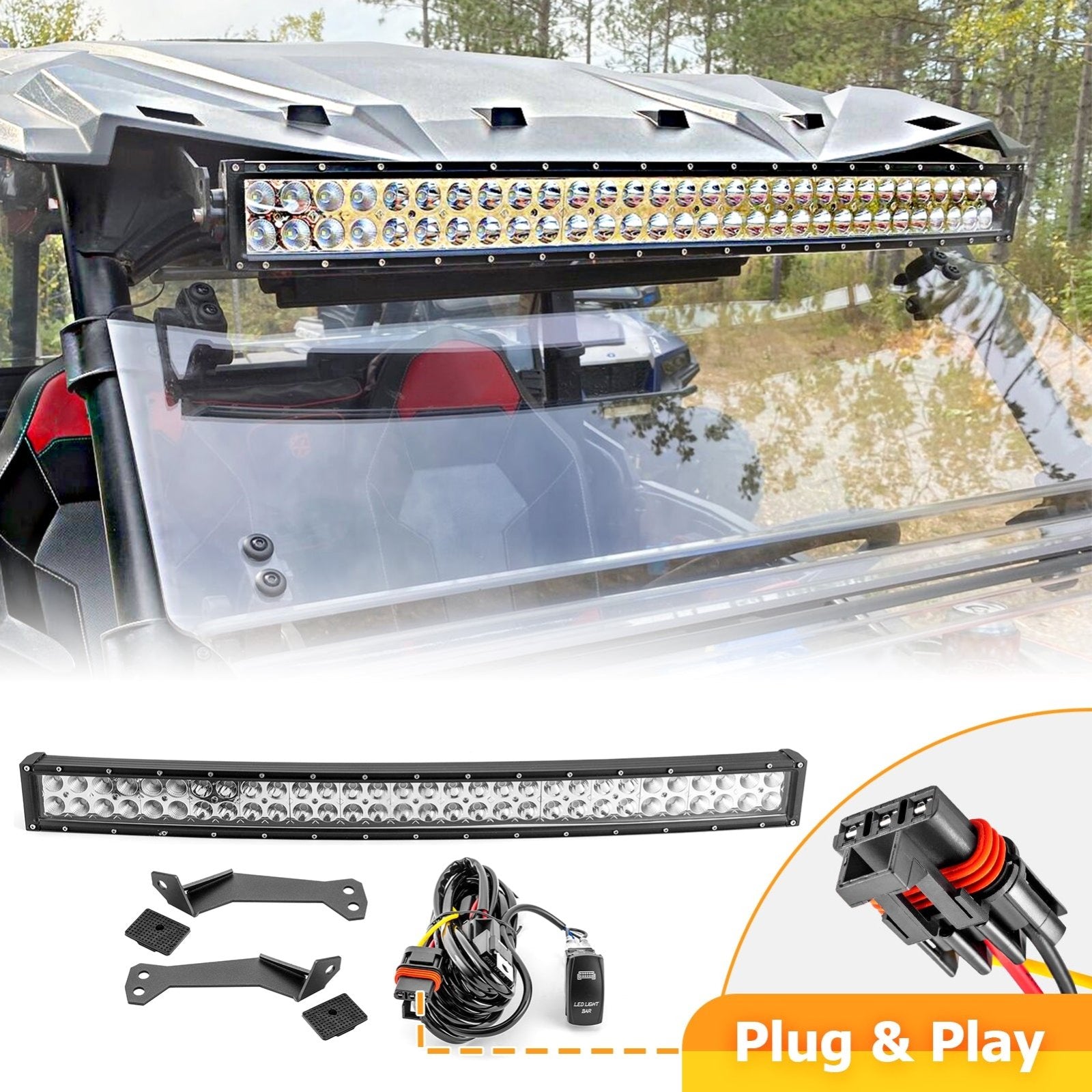 2014-2023 RZR XP1000/ XP1000-4 w/ Pulse BusBar Roof 32" 180W LED Light Bar Kit - Weisen