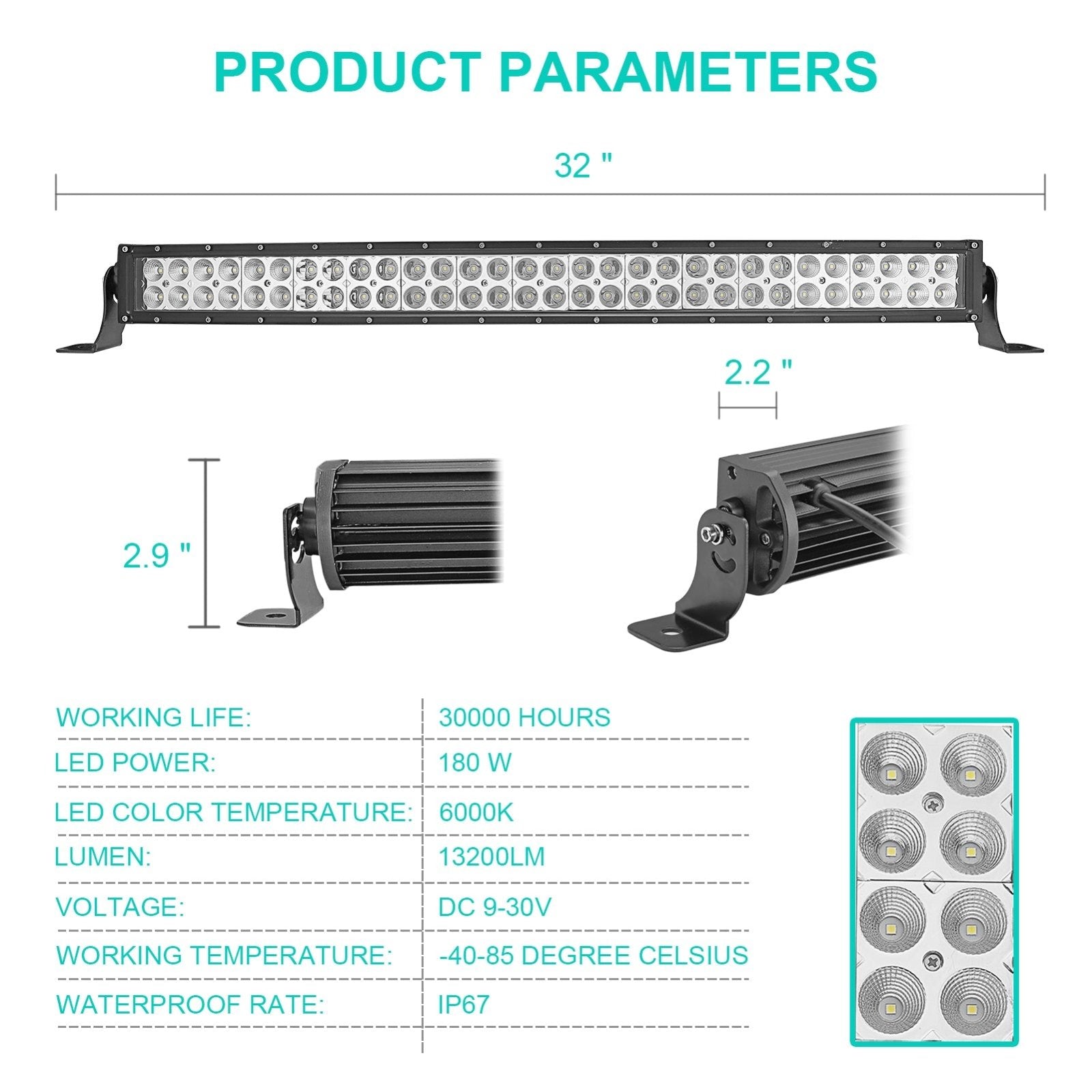 2014-2023 RZR XP1000/ XP1000-4 w/ Pulse BusBar Roof 32" 180W LED Light Bar Kit - Weisen