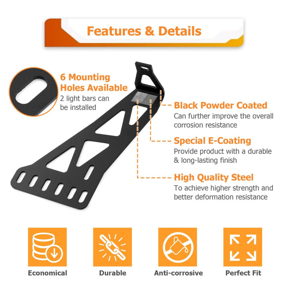2014 - 2024 Toyota 4Runner Heavy - Duty Steel Front Bumper Light Bar Mounting Bracket for 32" Straight Slim Or Dual Row Light Bar - WeiSen - 70103008