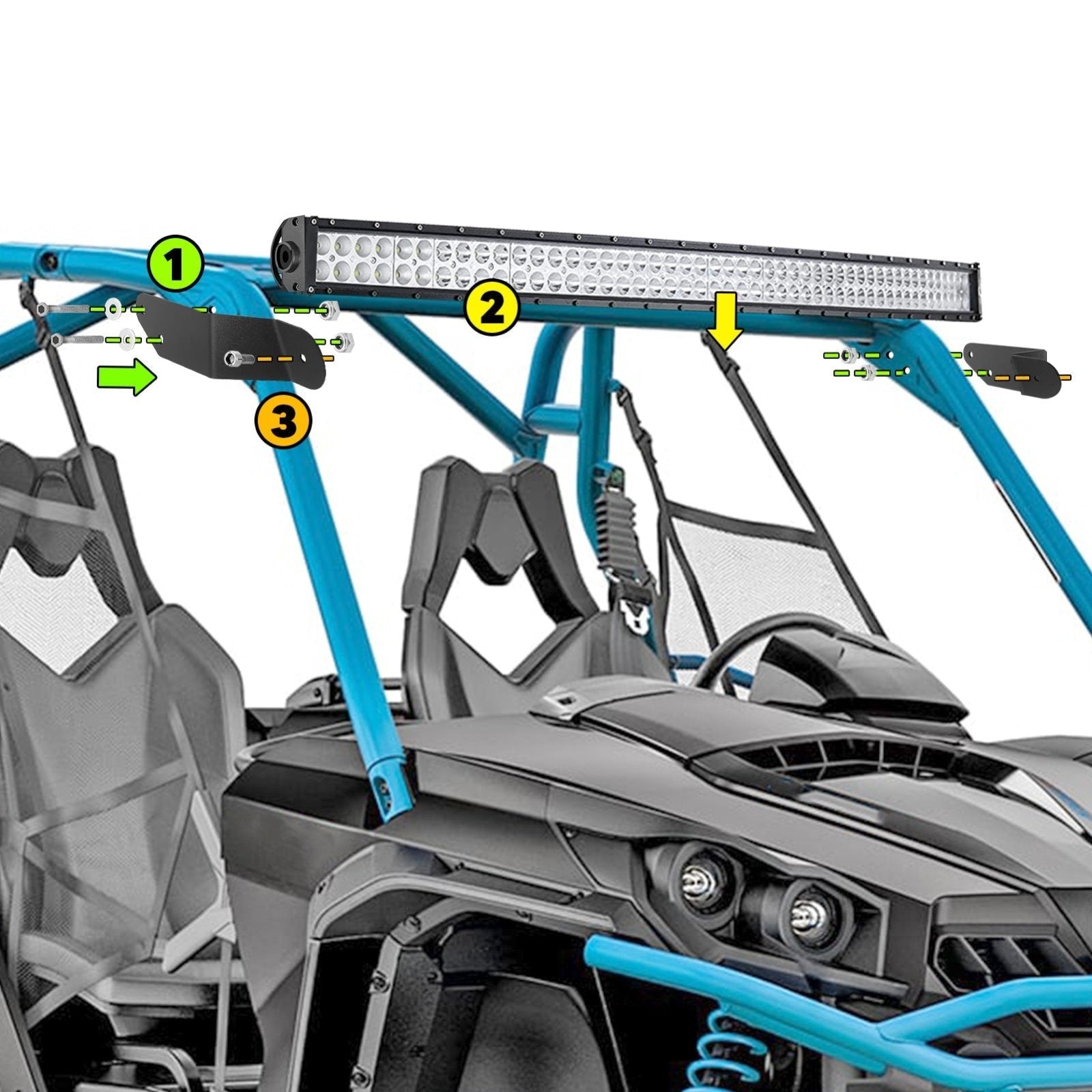 2014+ Can-Am Commander 1000 800 Upper Roof 42" Straight LED Light Bar Brackets Kit - Weisen