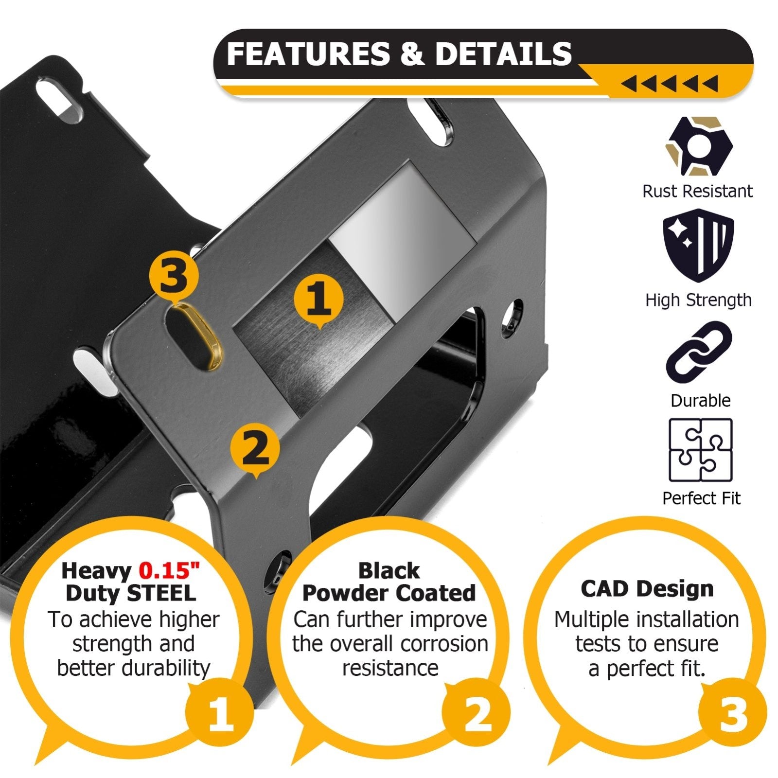 2014+ Honda Rancher Foreman Rubicon TRX420/500/520 Heavy-Duty Steel Winch Mounting Bracket - Weisen