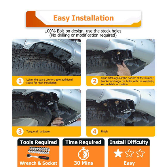 2014+ Lexus GX460 Heavy Duty Steel 5000 LBS Rear Towing Hitch Class 3 Trailer Hitch 2" Receiver - WeiSen - 70108005