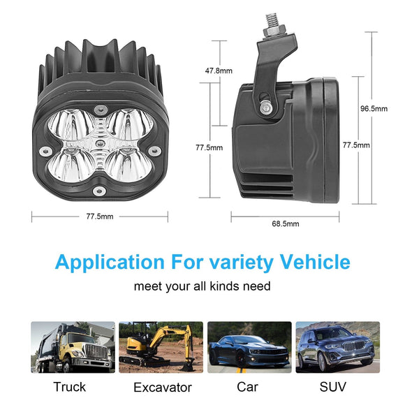 2014 - 2020 Polaris RZR XP1000 900 40W A - Pillar FogLight Pod Bracket Switch Kit - WeiSen - ZT001+70201006+WI005 - A