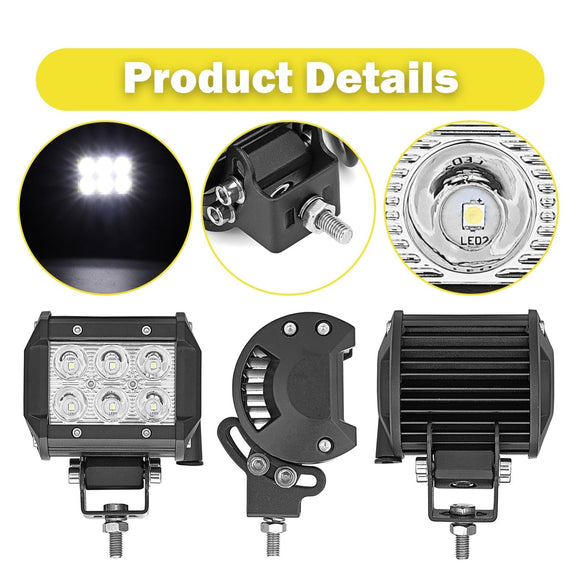 2015 - 2019 Chevrolet Silverado & Sierra 2500HD 3500HD Hood Hinge 18W LED Work Light Kit - WeiSen - 70104033+70201005+70203001