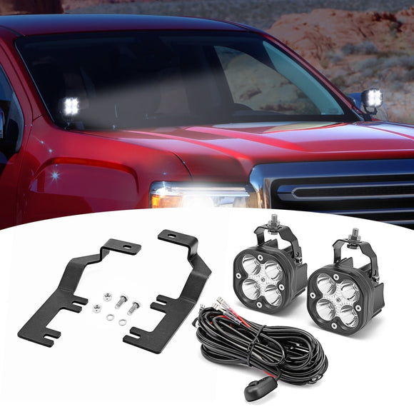 2015 - 2022 Chevy Colorado GMC Canyon 40W Hood Ditch LED Fog Light Bracket Kit - WeiSen - ZT106+70201006+WI001