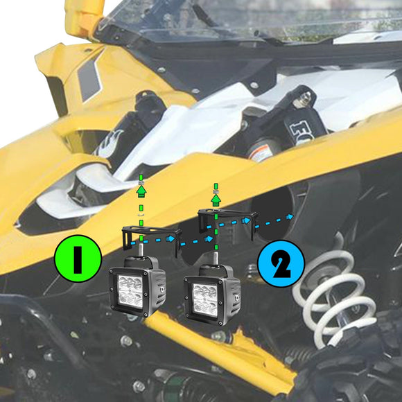 2015 - 2024 Yamaha YXZ1000R Front Bumper 4x LED Light Pods Headlight Kit (Plug & Play) - WeiSen - 8010300901