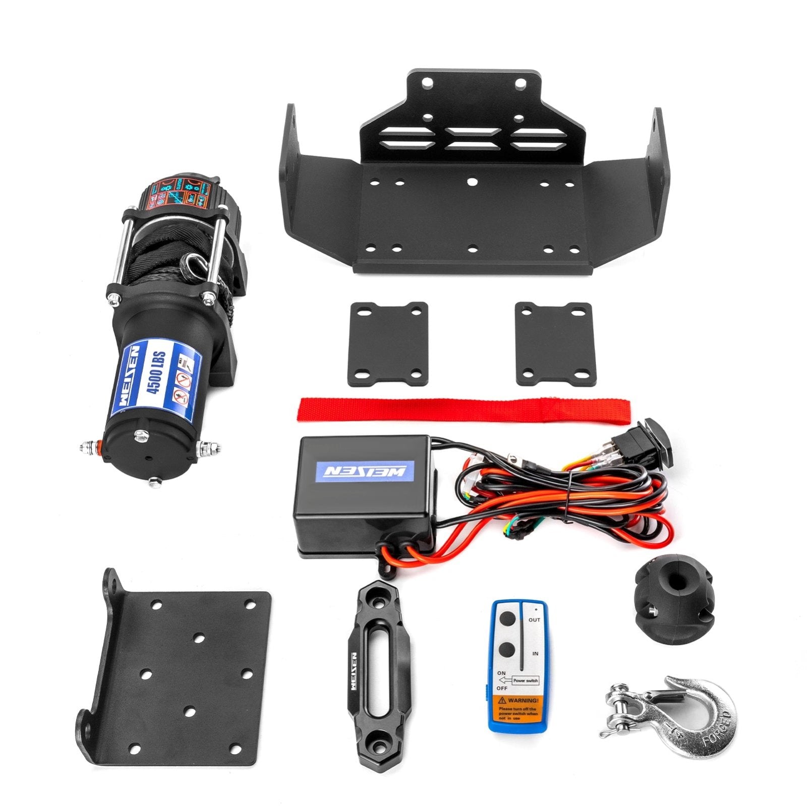2015 - 2023 Honda Pioneer 500 520 UTV ATV 4500lb 12V Electric Winch Kit - WeiSen - 80310025