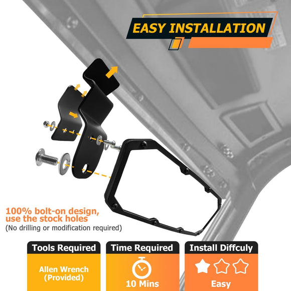 2015+ Polaris Ranger EV ETX XP 570 900 1000 Tempered Glass Center Rear View Mirror - WeiSen - 80301037