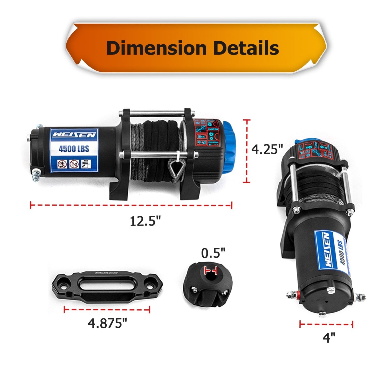 2015+ Polaris RZR 900 1000 Turbo General 1000 XP 1000 UTV ATV 4500lb 12V Electric Winch Kit - Weisen