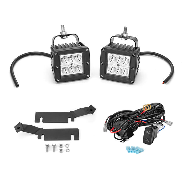 2016 - 2017 Ford Explorer Hood Hinge LED Work Light + Mount Bracket + Wiring Harness Kit - WeiSen - 70104055+70201001+70203009