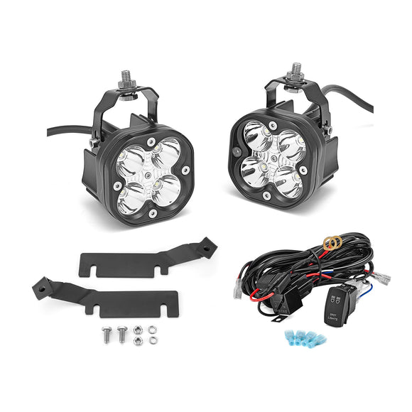 2016 - 2017 Ford Explorer Hood Hinge LED Work Light + Mount Bracket + Wiring Harness Kit - WeiSen - 70104055+70201006+70203009