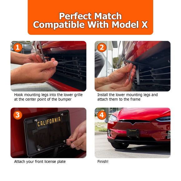 2016 - 2020 Tesla Model X Front License Plate Holder Bracket No Drill Quick Release - WeiSen - 70302014