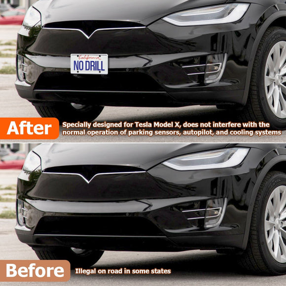 2016 - 2020 Tesla Model X Front License Plate Holder Bracket No Drill Quick Release - WeiSen - 70302014