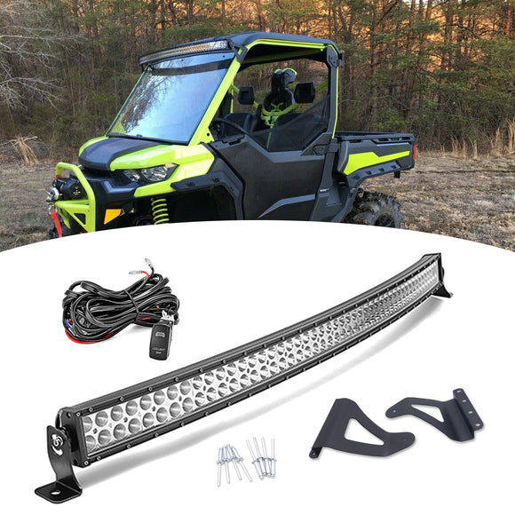 2016 - 2024 Can - Am Defender w/ Pro Fit Cage Roof 50" LED Light Bar Kit - WeiSen - ZT176+LED010+WI002