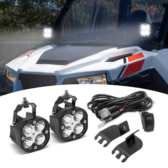 2017 - 2022 Polaris General 1000/4 1000 A - Pillar Roll Cage Light Pod Brackets Kit - WeiSen - ZT071+70201006+WI005 - A