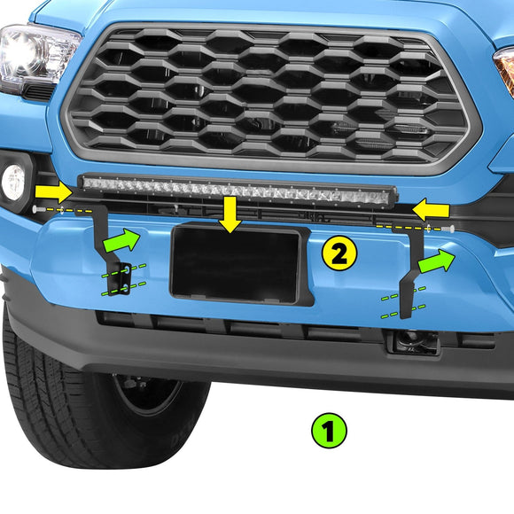 2016 - 2023 Toyota Tacoma Front Bumper Opening Mount 31" Signal Row LED Light Bar - WeiSen - ZT055+LED014+WI001 - A