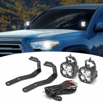 2016 - 2023 Toyota Tacoma Hood Ditch 40W High Power LED Light Pods Brackets Kit - WeiSen - ZT054+70201006+WI001