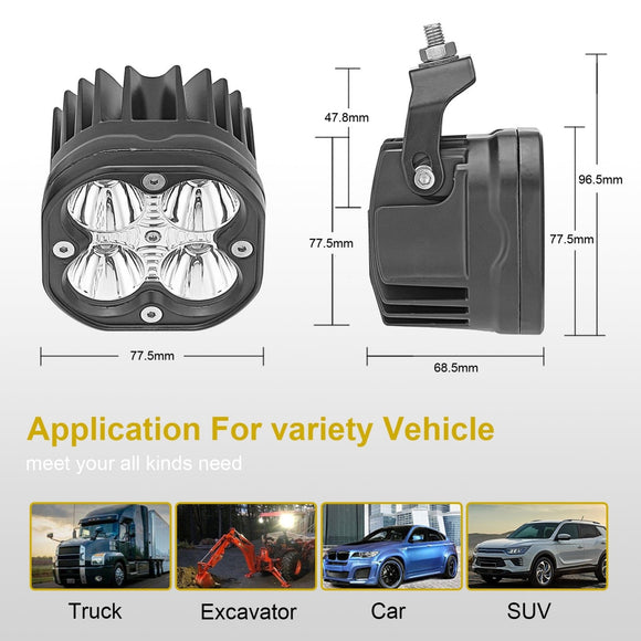 2016 - 2023 Toyota Tacoma Hood Ditch 40W High Power LED Light Pods Brackets Kit - WeiSen - ZT054+70201006+WI001