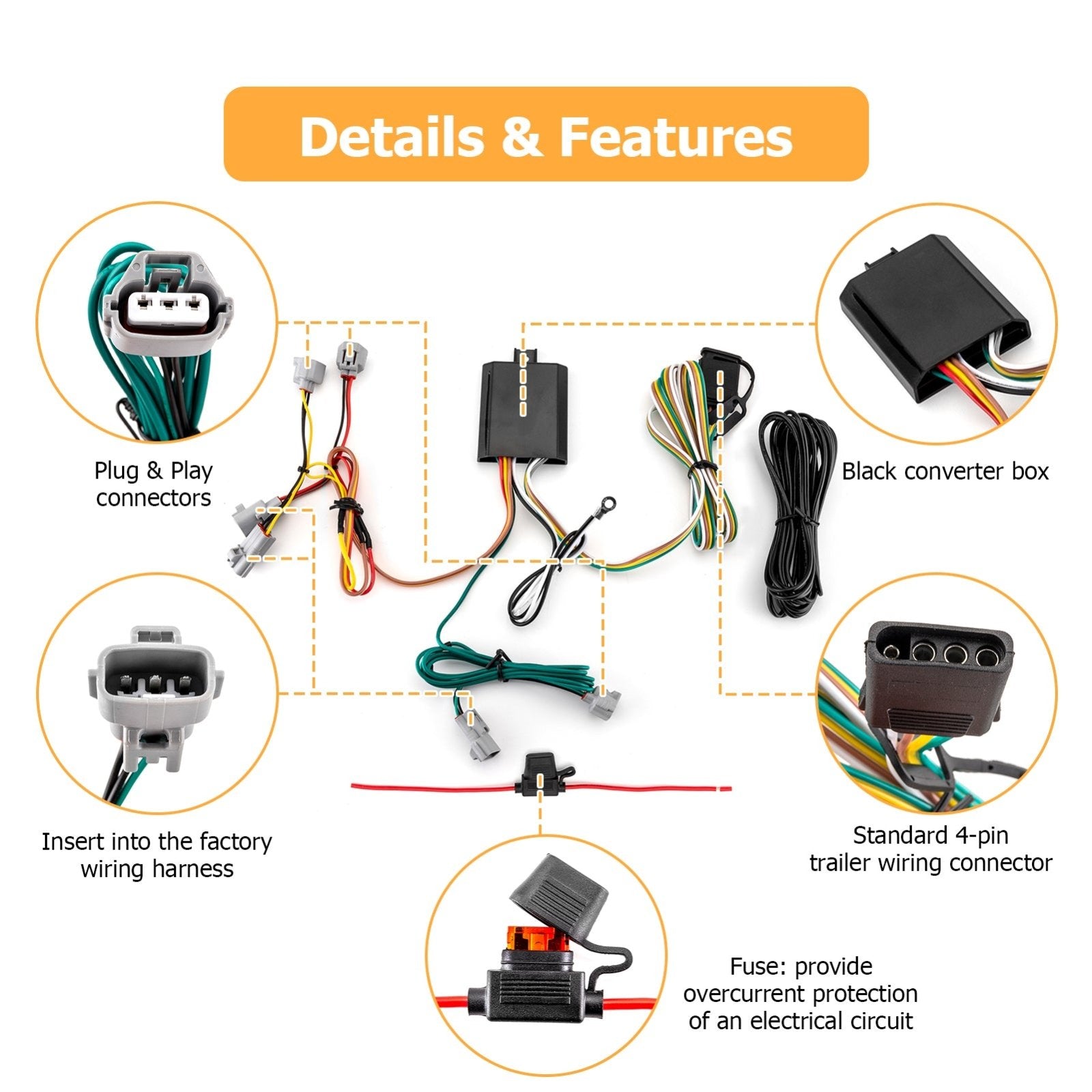 2016-2023 Toyota Tacoma Vehicle-Side 4-Pin Trailer Wiring Harness w/ Plug & Play Connector - Weisen