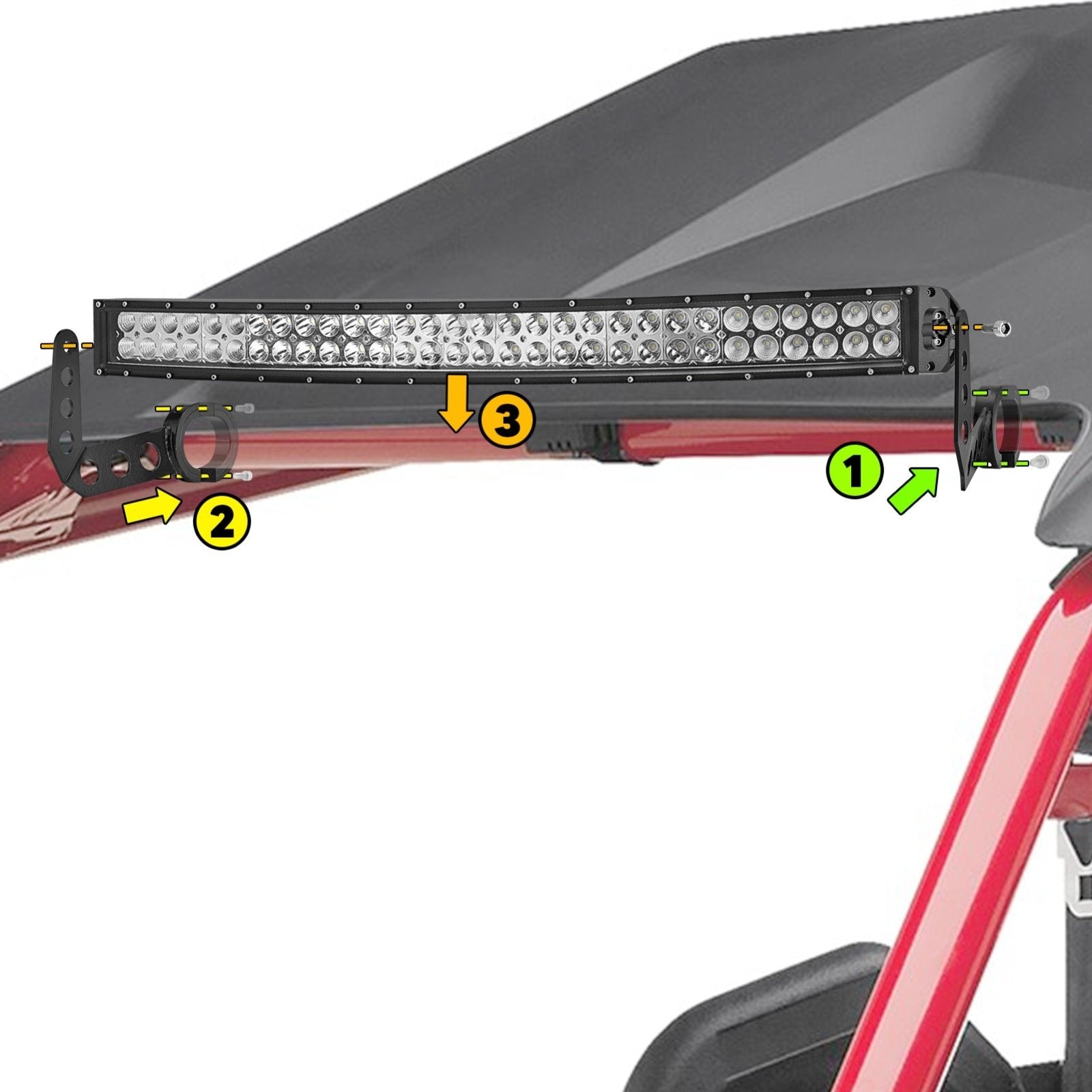 2016-2023 Yamaha YXZ1000R Roof Roll Cage 32" Curved LED Light Bar Mount Wire Kit - Weisen