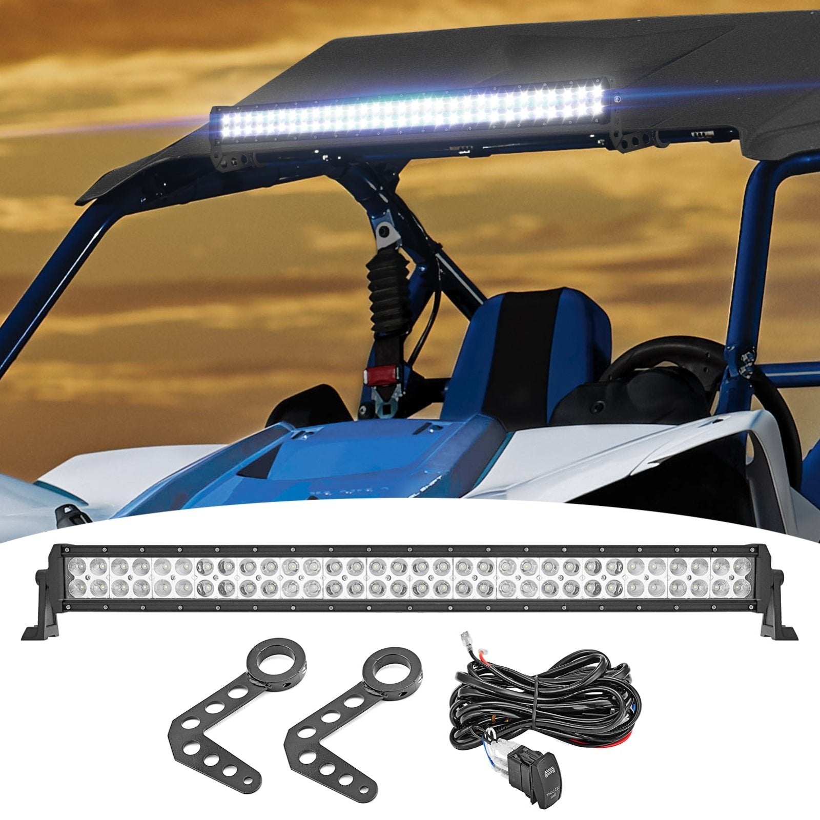 2016-2023 Yamaha YXZ1000R Roof Roll Cage 32" Straight LED Light Bar Mount Wire Kit - Weisen