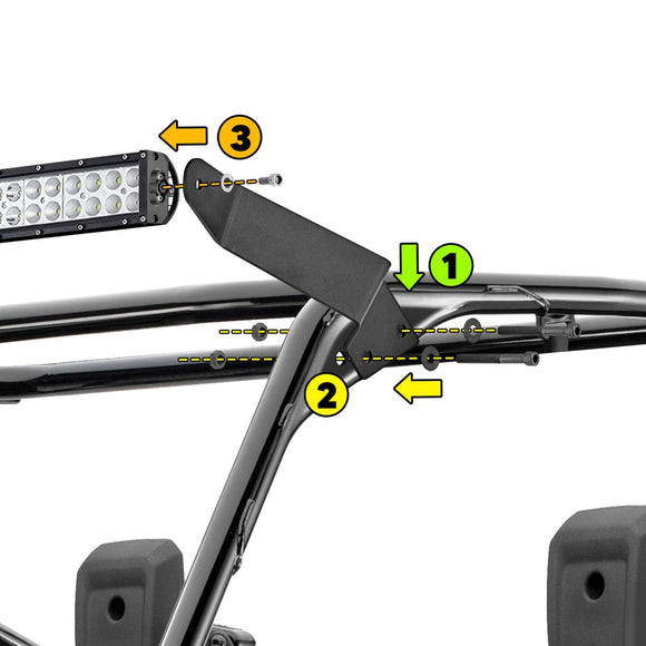 2016 - 2024 Honda Pioneer 1000 Heavy - Duty Steel 54" Curved Light Bar Mounting Bracket - WeiSen - ZT160