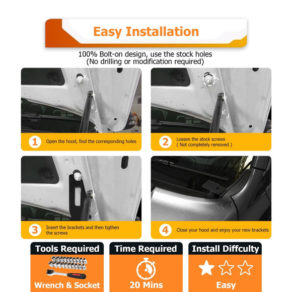 2016+ Honda Ridgeline / Passport / Pilot / Odyssey Hood LED Work Light Mount Bracket - WeiSen - 70104044