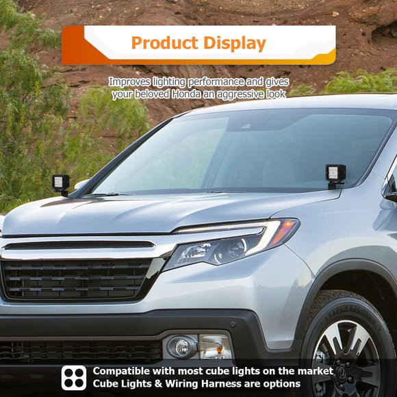 2016+ Honda Ridgeline / Passport / Pilot / Odyssey Hood LED Work Light Mount Bracket - WeiSen - 70104044