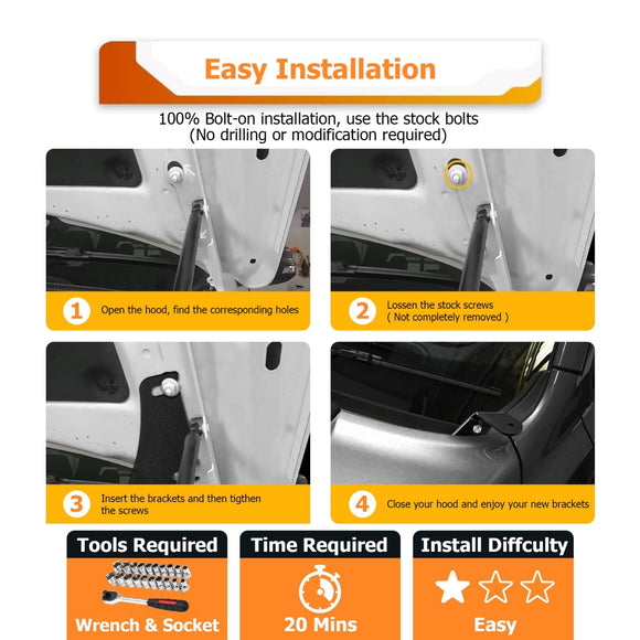 2017 - 2022 5th Gen Honda CR - V Heavy Duty Steel Hood Hinge LED Work Light Mount Bracket - WeiSen - 70104049