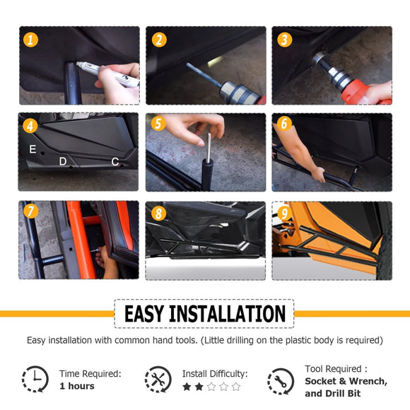 2017 - 2024 Can Am Maverick X3 1.75" Diameter Steel Tubing Nerf Bars Rock Sliders - WeiSen - 80311001