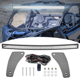 2017 - 2024 Can - Am Maverick X3 50" Dual Row Curved LED Light Bar+Roof Bracket Mount+Wire - WeiSen - ZT009 - A+LED010+WI002