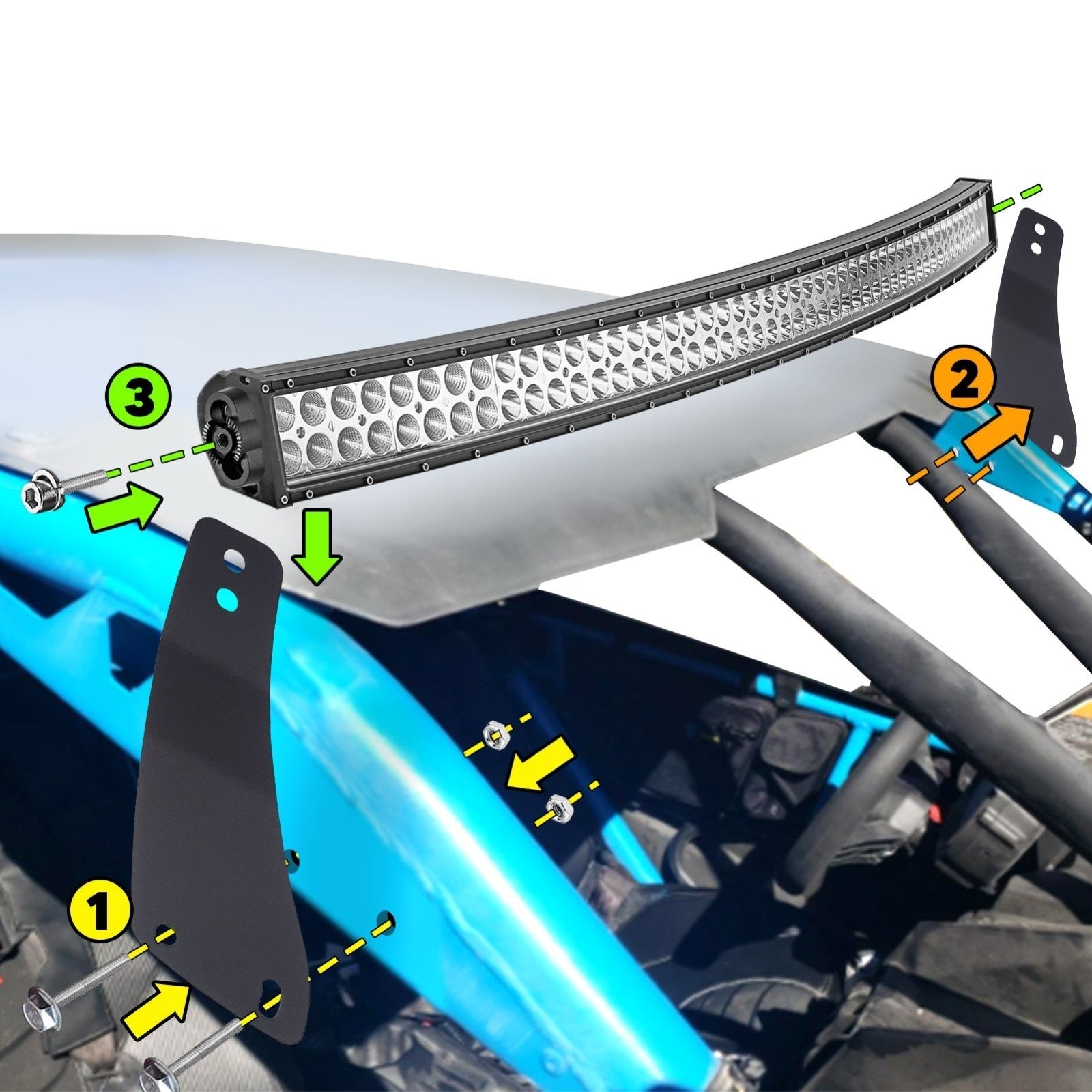2017-2023 Can-Am Maverick X3 50" Dual Row Curved LED Light Bar+Roof Bracket Mount+Wire - Weisen