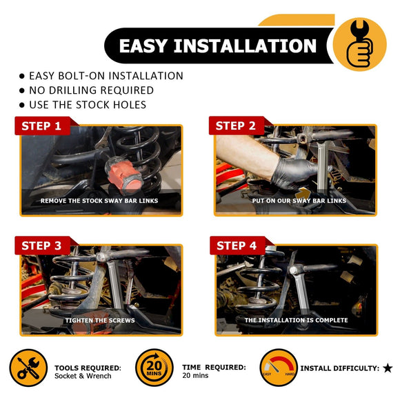 2017 - 2024 Can - Am Maverick X3 6061 Aluminum Rear Sway Bar Links - WeiSen - 80402003