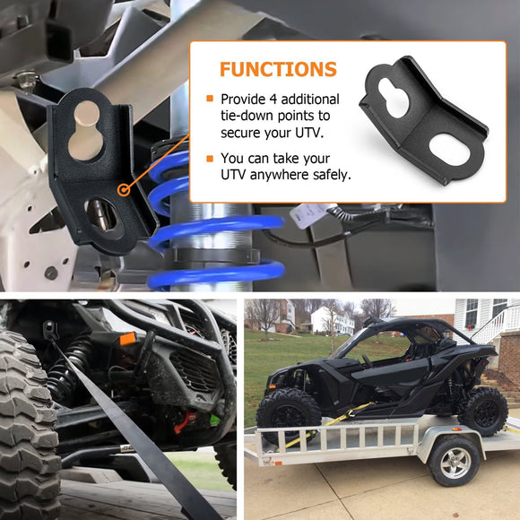 2017 - 2024 Can Am Maverick X3/X3 Max All Models Steel Front Rear Secure Tie Down Hooks - WeiSen - 80120011