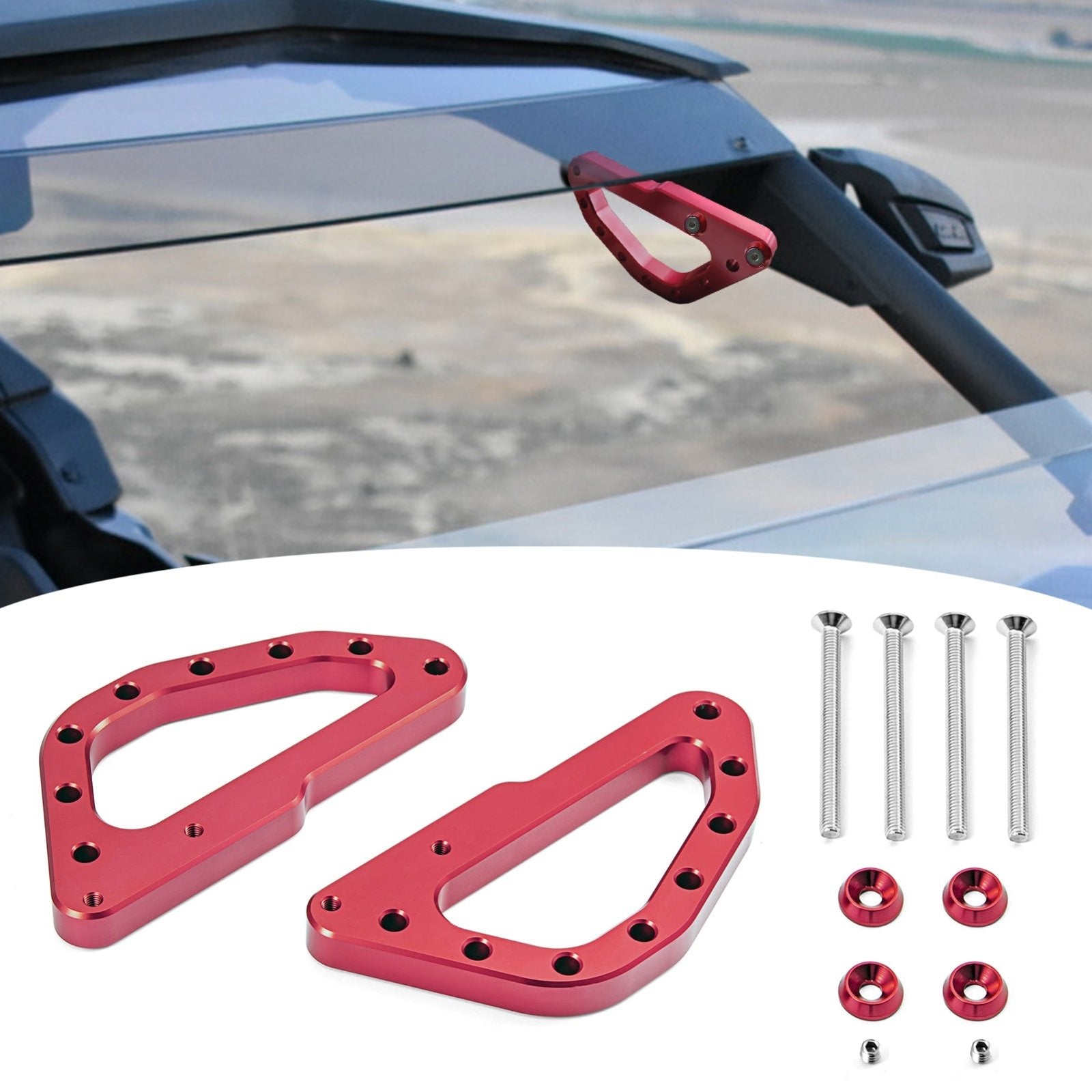 2017 - 2024 Can Am Maverick X3/Maverick X3 Max Anodized Red Pillar Grab Pull Handle Grip Kit - WeiSen - 80302004