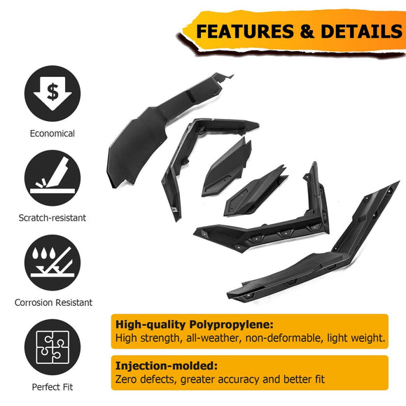 2017 - 2024 Can am Maverick X3 & Max Front & Rear Super Extended Fender Flares (OEM #715002973) - WeiSen - 80314002