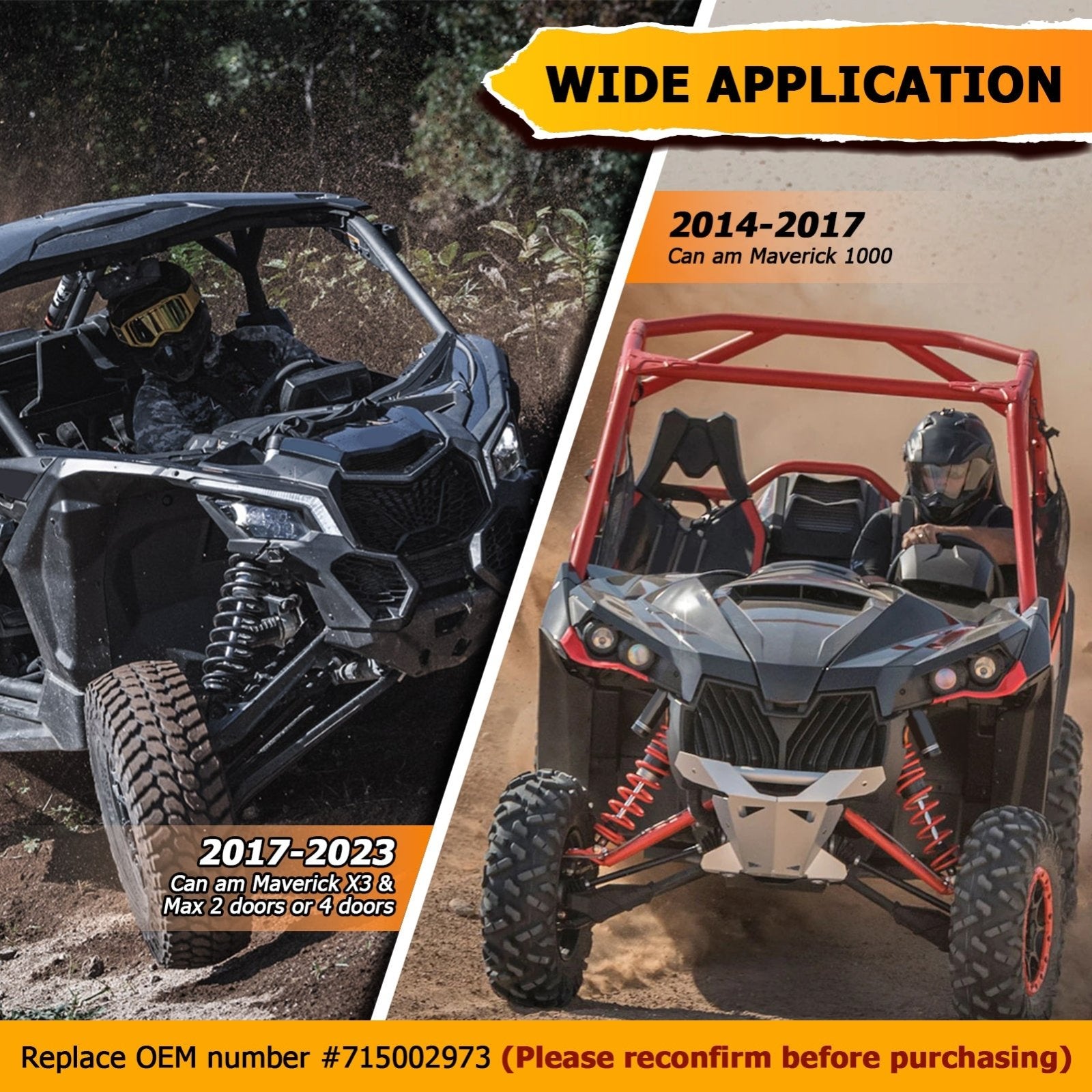 2017-2023 Can am Maverick X3 & Max Front & Rear Super Extended Fender Flares (OEM #715002973) - Weisen