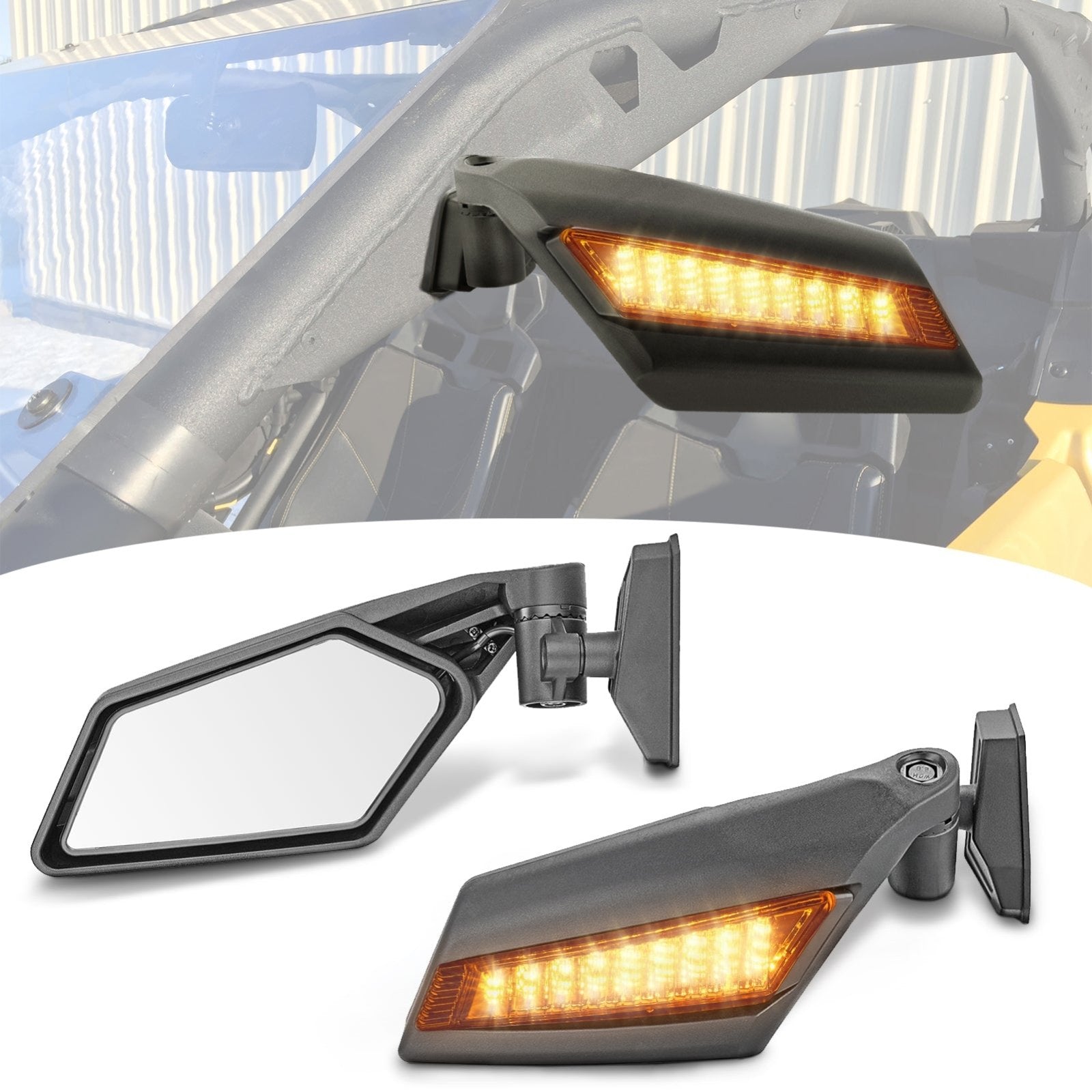 2017 - 2024 Can Am Maverick X3 Racing Side View Mirrors w/ LED Turn Signal Lights - WeiSen - 80301028