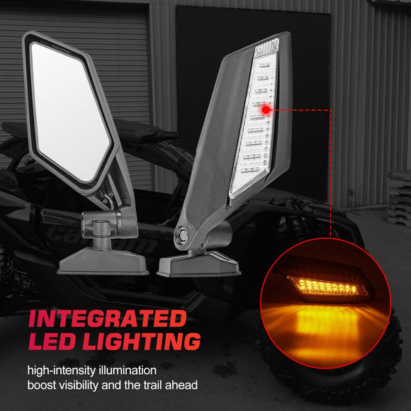 2017 - 2024 Can Am Maverick X3 Racing Side View Mirrors w/ LED Turn Signal Lights - WeiSen - 80301028